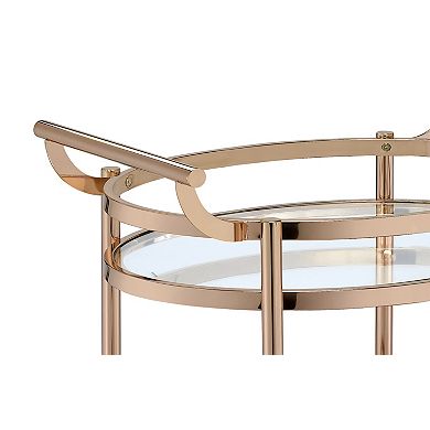 Fieldview Rose Gold 25-in. Oval Glass and Mirrored Serving Cart