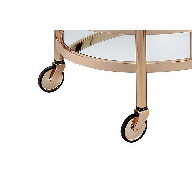 Fieldview Rose Gold 25-in. Oval Glass and Mirrored Serving Cart