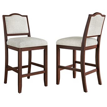 Merax Counter Height Bar Stools Set of 2 - Rustic 2 Pack Bar Stools with Rubber Wood Frame