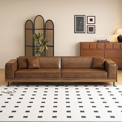 111.81" Faux Leather Sofa