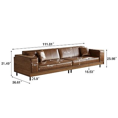 111.81" Faux Leather Sofa