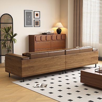 111.81" Faux Leather Sofa