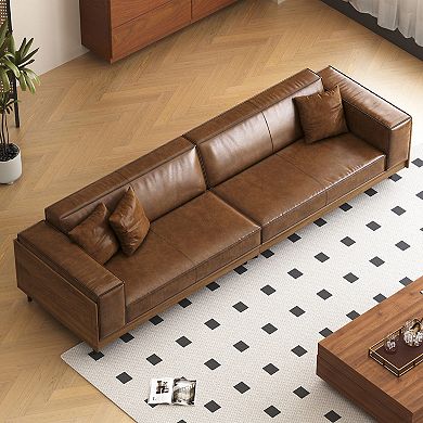 111.81" Faux Leather Sofa