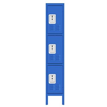 Fieldview Blue 66 in 3-Door Metal Storage Locker with Ventilated Compartments