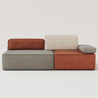 79.9" Modern Modular Sofa, Floor Segmented Sofa with Comfortable Cushions and Color-Block Design