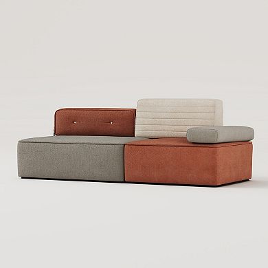 79.9" Modern Modular Sofa, Floor Segmented Sofa with Comfortable Cushions and Color-Block Design