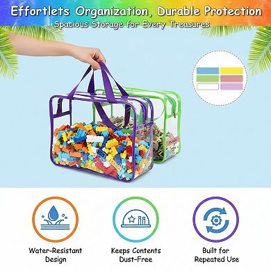 Reusable PVC Board Game Storage Bags 6 Pack with Zipper for Blocks Puzzles