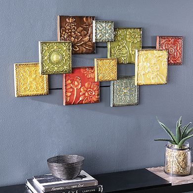 Fieldview Multicolored Hand-Painted Square Metal Wall Sculpture