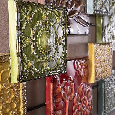 Fieldview Multicolored Hand-Painted Square Metal Wall Sculpture