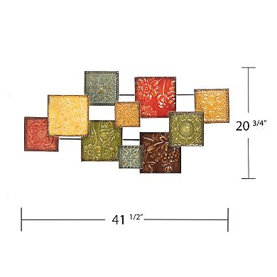 Fieldview Multicolored Hand-Painted Square Metal Wall Sculpture