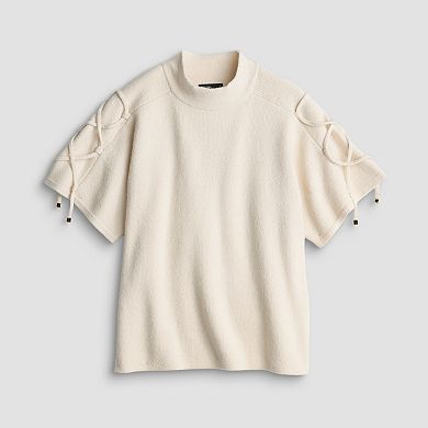 Women's Simply Vera Vera Wang Lace Up Short Sleeve Sweater