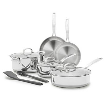 Bobby Flay by GreenPan PFAS-Free 10 pc Uncoated Stainless Steel Cookware Set