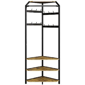 Freestanding Hall Tree with Shoe Bench & 3 tier Shelves,12-Hook Coat Rack