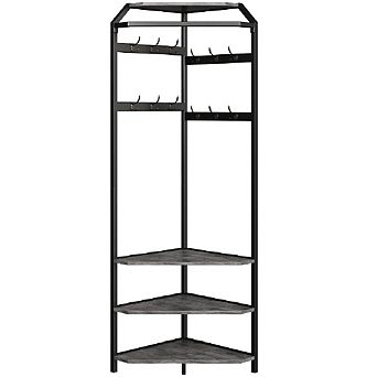 Freestanding Hall Tree with Shoe Bench & 3 tier Shelves,12-Hook Coat Rack