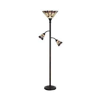 UPRIGHT LAMP WITH STAINED GLASS DECOR
