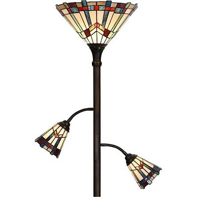 UPRIGHT LAMP WITH STAINED GLASS DECOR
