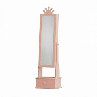 Freestanding Kids Jewelry Armoire Cabinet with LED Mirror and Storage