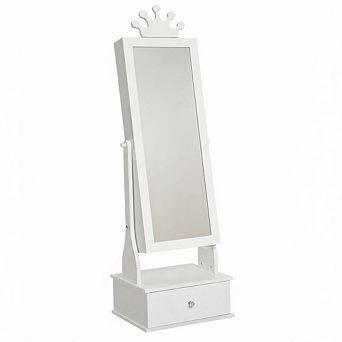 Freestanding Kids Jewelry Armoire Cabinet with LED Mirror and Storage