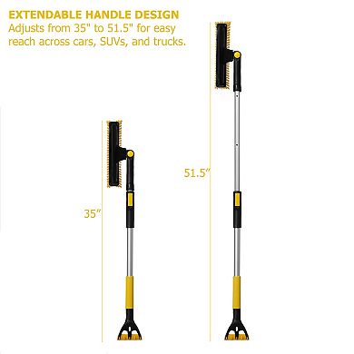 3551" Snow Brush, Ice Scraper & Squeegee, Scratch-Free Bristles