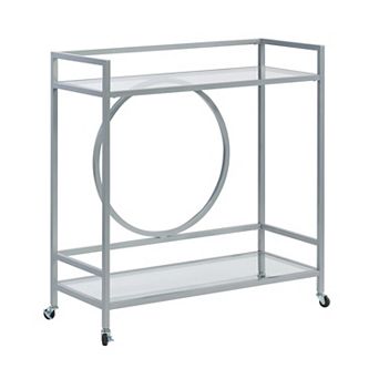Aurora Ascent Gray 37 in Contemporary 2-Shelf Glass Bar Cart