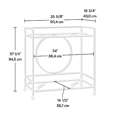 Aurora Ascent Gray 37-in. Contemporary 2-Shelf Glass Bar Cart