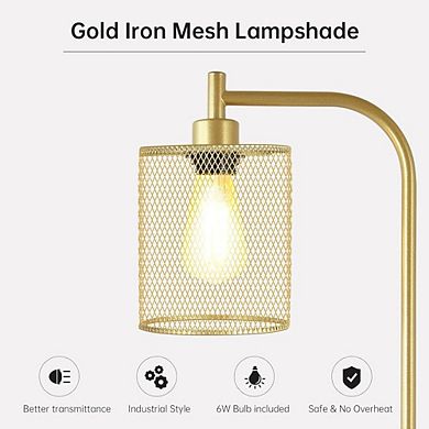 UPRIGHT LAMP WITH IRON MESH SHADE
