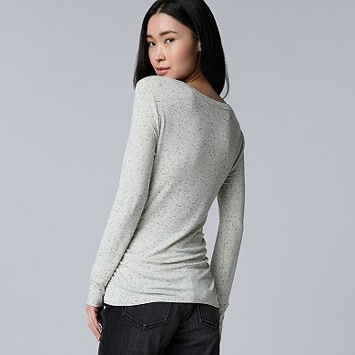 Women's Simply Vera Vera Wang Long Sleeve Side Ruched Top