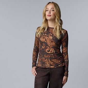 Women's Simply Vera Vera Wang Long Sleeve Side Ruched Top