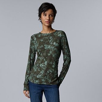 Women's Simply Vera Vera Wang Long Sleeve Side Ruched Top