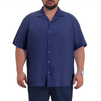 Men's Big and Tall Shirt Chest Pocket Short Sleeve Summer Hawaiian Shirts