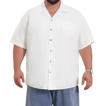 Men's Big and Tall Shirt Chest Pocket Short Sleeve Summer Hawaiian Shirts