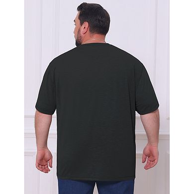 Men's Big and Tall Henley Shirts Textured Button Down Short Sleeve Solid T-Shirt