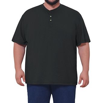 Men's Big and Tall Henley Shirts Textured Button Down Short Sleeve Solid T-Shirt
