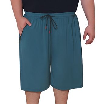Men's Big and Tall Short Pants Elastic Waistband Zipper Pockets Breathable Athletic Shorts
