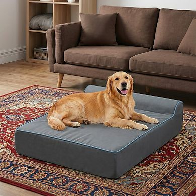 Orthopedic Memory Foam Bolster Dog Bed with Removable Washable Cover