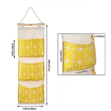 Wall Mounted Hanging Storage Bag Organizer with 3 Pockets