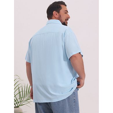 Men's Big and Tall Summer Shirt Button Down Short Sleeve Vacation Beach Shirts