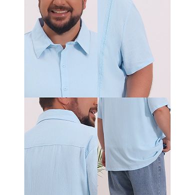Men's Big and Tall Summer Shirt Button Down Short Sleeve Vacation Beach Shirts