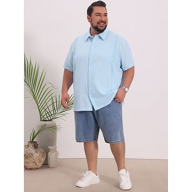Men's Big and Tall Summer Shirt Button Down Short Sleeve Vacation Beach Shirts
