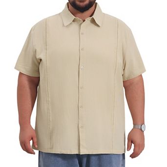 Men's Big and Tall Summer Shirt Button Down Short Sleeve Vacation Beach Shirts