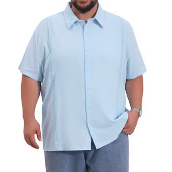 Men's Big and Tall Summer Shirt Button Down Short Sleeve Vacation Beach Shirts