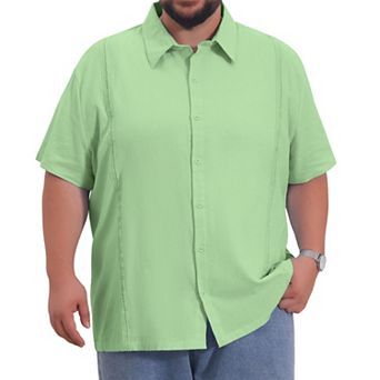 Men's Big and Tall Summer Shirt Button Down Short Sleeve Vacation Beach Shirts