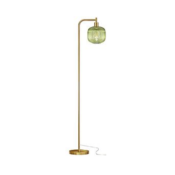 UPRIGHT LAMP WITH RIBBED GLASS LAMPSHADE