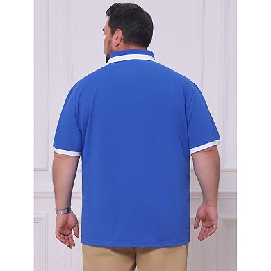 Men's Big and Tall Contrast Color Golf Shirt Short Sleeve Button Down Polo Shirts