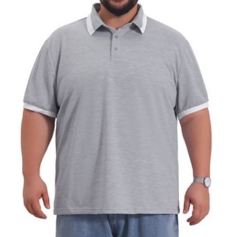 Men's Big and Tall Contrast Color Golf Shirt Short Sleeve Button Down Polo Shirts