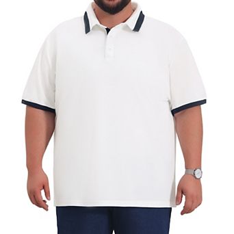 Men's Big and Tall Contrast Color Golf Shirt Short Sleeve Button Down Polo Shirts