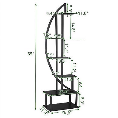 Half Moon Plant Stand, 6-Tier Metal Creative Flower Shelf for Indoor Outdoor Corner