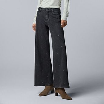 Women's Simply Vera Vera Wang Mid Rise Wide Leg Pants