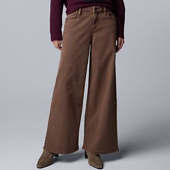Women's Simply Vera Vera Wang Mid Rise Wide Leg Pants