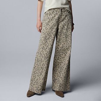 Petite Simply Vera Vera Wang Mid Rise Wide Leg Denim Pants